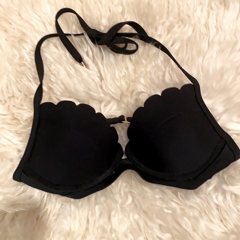 Abercrombie and Fitch Scalloped Black Swim Top
